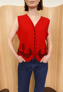 Vintage Red Wool Vest