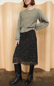 Vintage Deadstock Silk Beaded Midi Skirt