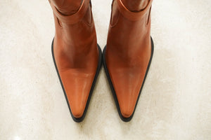 Vintage Deadstock Italian Cognac Leather Boots