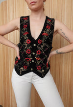 Load image into Gallery viewer, Vintage Black Floral Vest
