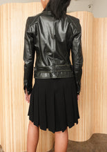 Load image into Gallery viewer, Vintage Italian Designer Black Leather Moto Jacket
